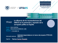 Seminario: "La influencia de las recomendaciones del GRECO en la  prevención y represión de la corrupción política en España"