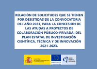 Solicitudes desistidas de la convocatoria Colaboración Público-Privada 2023