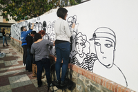 Sara Fratini nominada en los 'World Illustration Awards' por su mural ‘El Mar’ en Bellas Artes