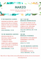 PROGRAMACIÓN DE ACTIVIDADES EN MARZO EN LA FACULTAD 